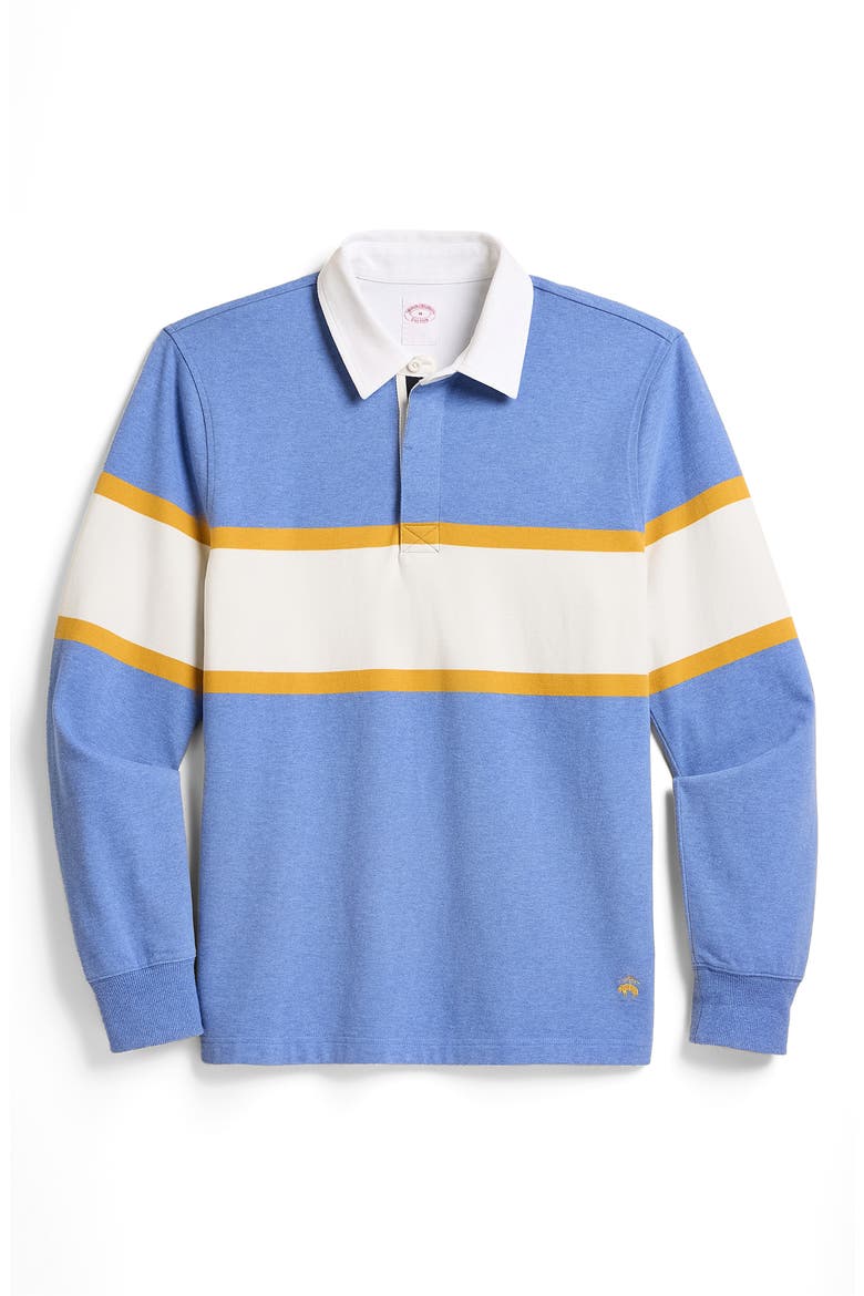 Long Sleeve Non-Iron Twill Rugby Polo, Alternate, color, BLUE MULTI