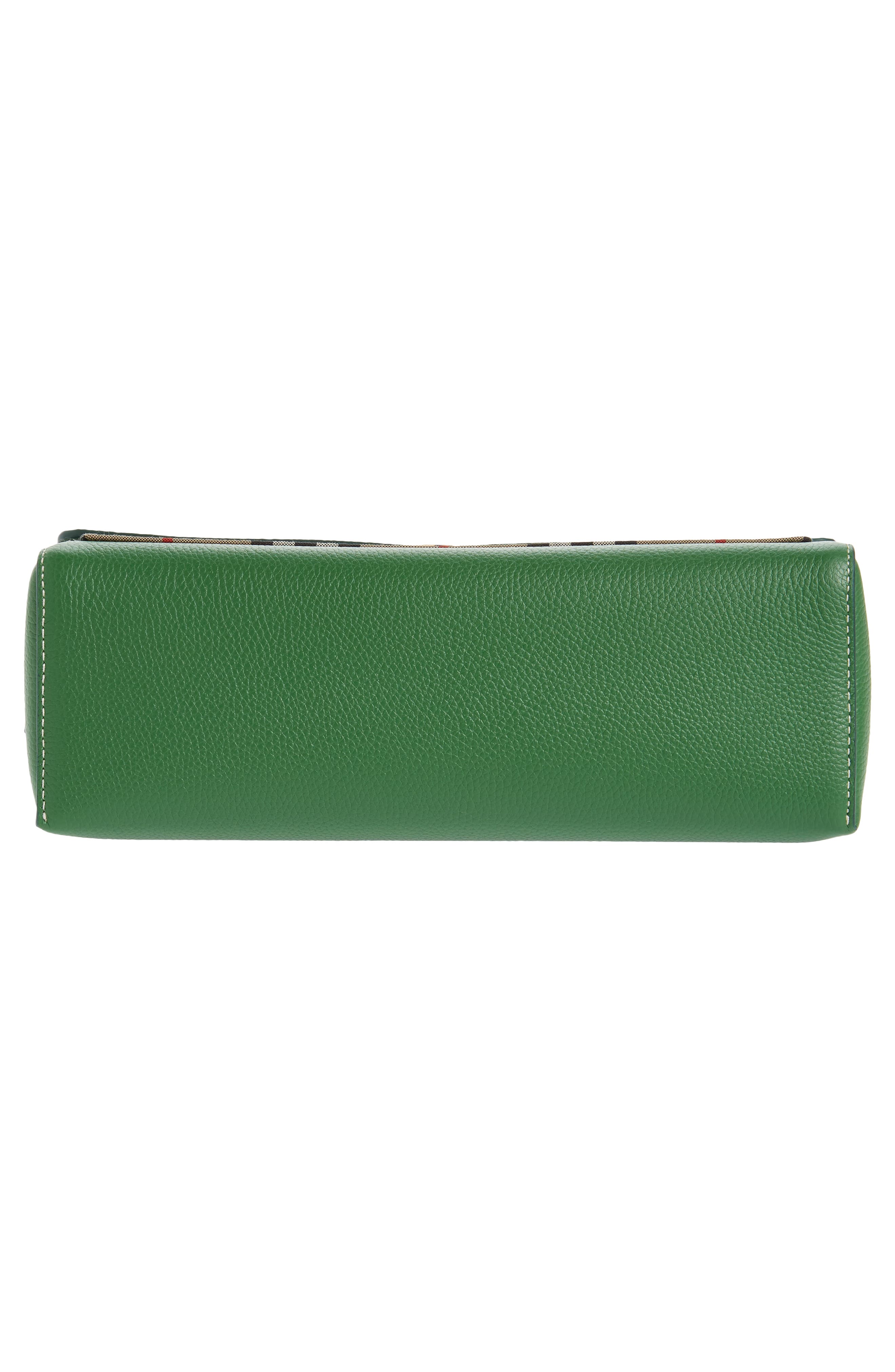 Medium Note Leather & Vintage Check Crossbody Bag, Alternate, color, IVY GREEN