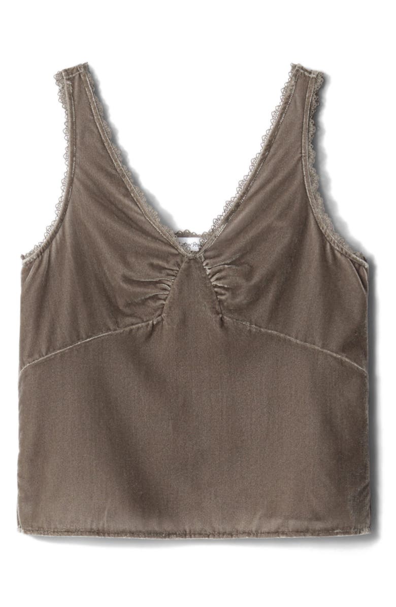 & Other Stories Lace Trim Velvet Tank, Alternate, color, Mole Dark