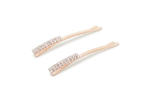 Nume Double Row Sparkle Hair Pin Set In Rose Gold