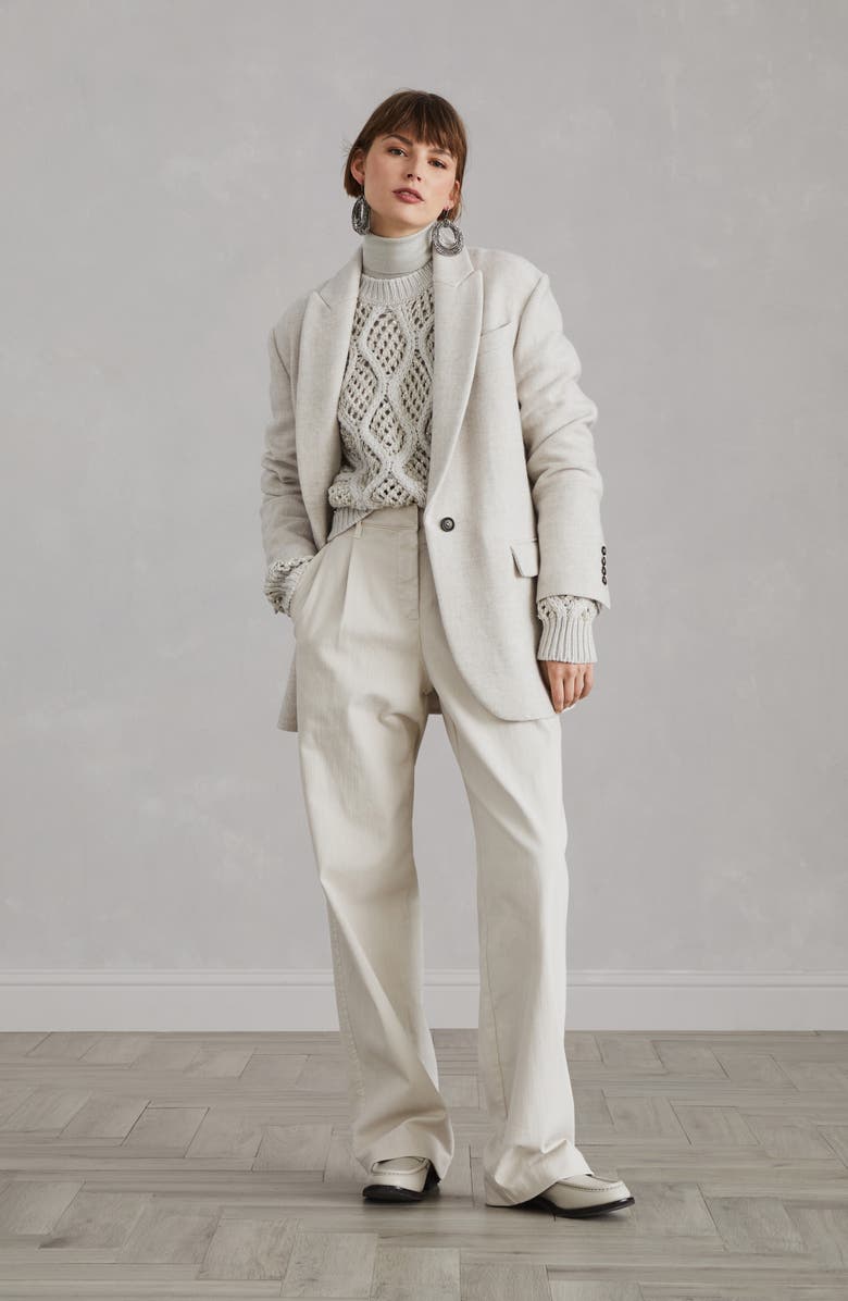 Brunello Cucinelli Cashmere Dazzling Net & Cable sweater, Alternate, color, 