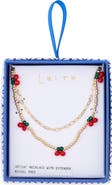 Leith Set of 2 Cherry Beaded & Paper Clip Chain Necklaces