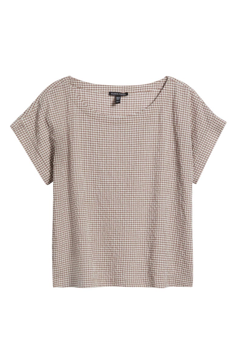 Eileen Fisher Ballet Neck Boxy Organic Cotton Blend Top, Alternate, color, Cocoa