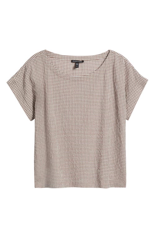 Eileen Fisher Ballet Neck Boxy Organic Cotton Blend Top In Neutral