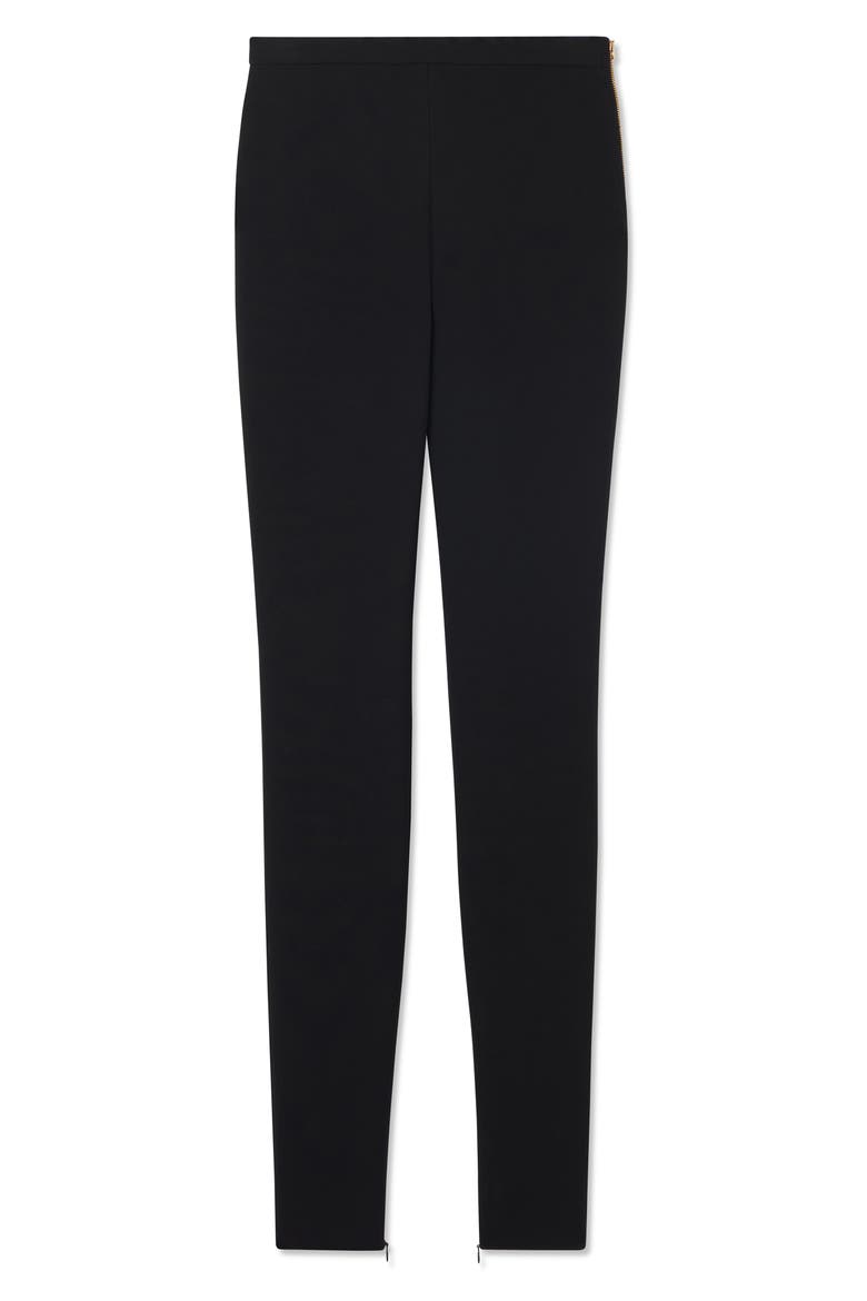 Zip Hem Slim Fit Stretch Crepe Pants, Alternate, color, BLACK