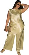 ELOQUII Textured Satin Wide Leg Pant