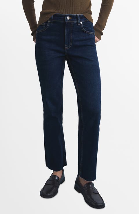 Sienna Raw Hem Crop Flare Jeans (Regular & Plus)