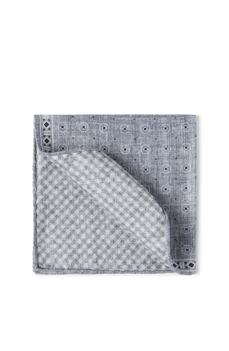 Brunello Cucinelli Silk pocket square, Main, color, Grey
