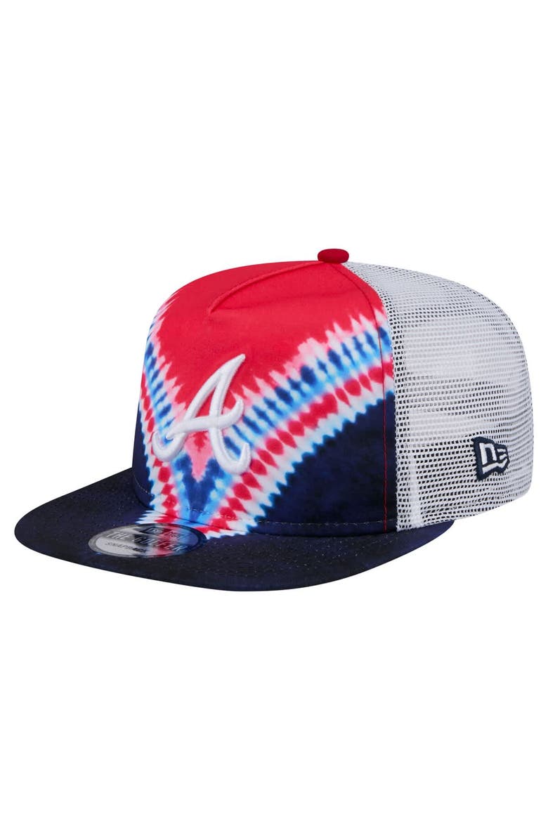 New Era Men's New Era Atlanta Braves Tie-Dye Golfer Trucker Adjustable Hat, Main, color, 
