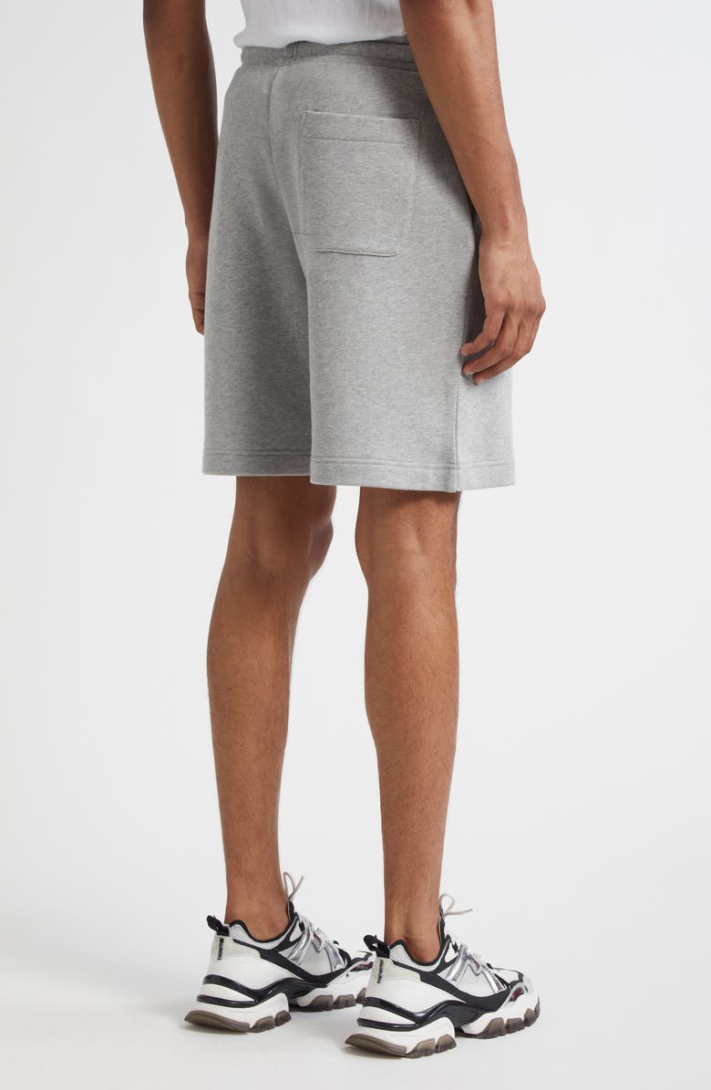 Moncler Logo Patch Fleece Drawstring Sweat Shorts, Alternate, color, Extra Light Gray Melange