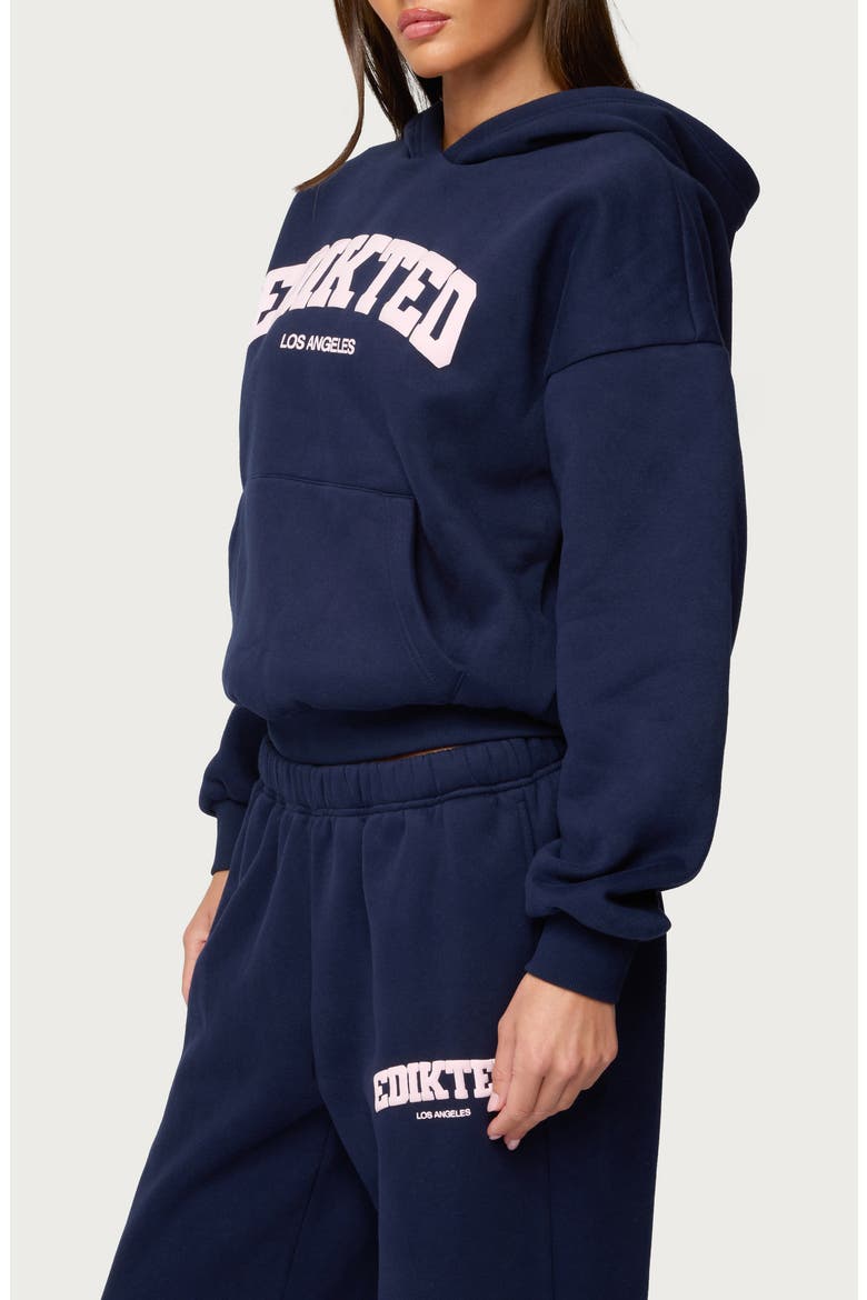 LA Logo Oversize Fleece Graphic Hoodie, Alternate, color, NAVY