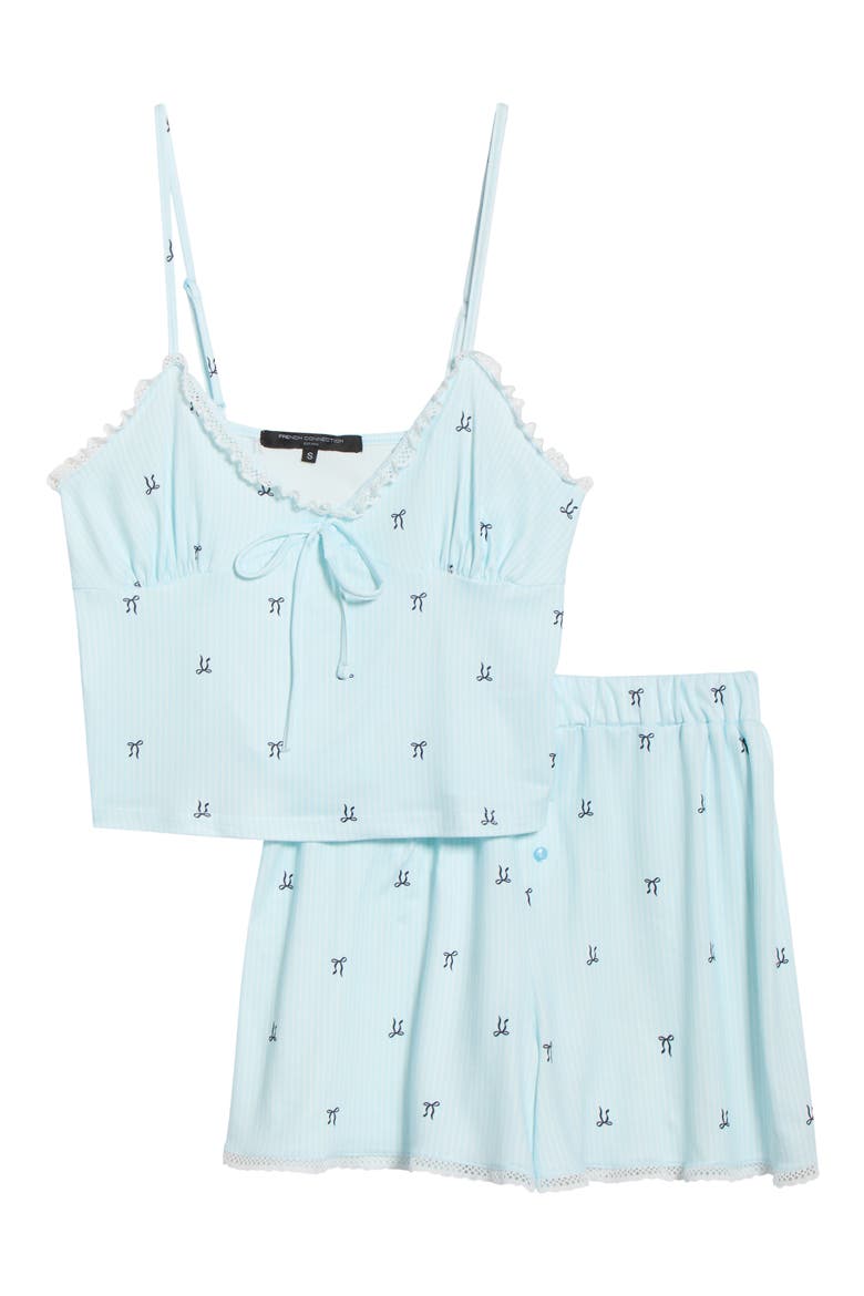 Eyelet Trim Short Pajamas, Alternate, color, BLUE BOW