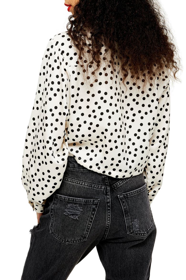 Spot Drawstring Waist Blouse, Alternate, color, BEIGE