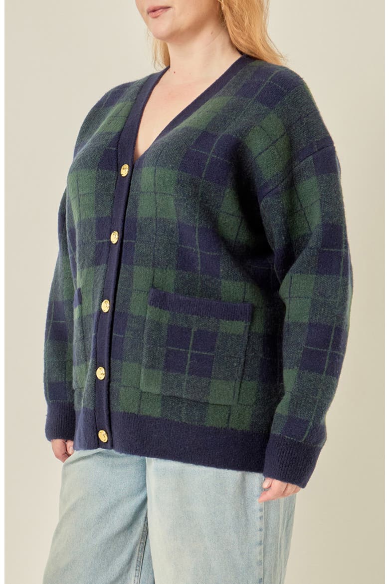 Check Cardigan, Alternate, color, GREEN MULTI