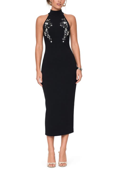 Sarienne Beaded High Neck Midi Dress