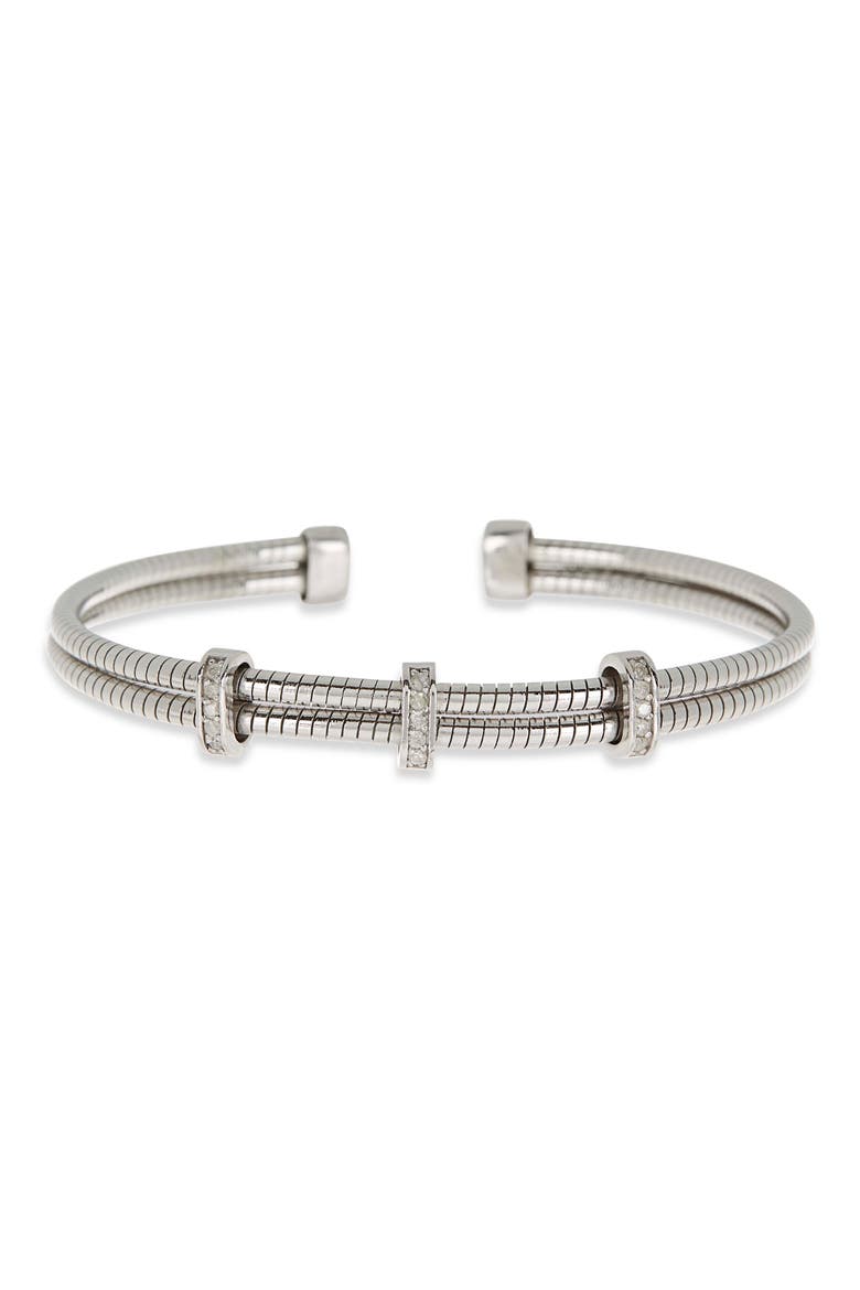 Diamond Twist Cuff Bracelet - 0.15 ctw, Main, color, WHITE