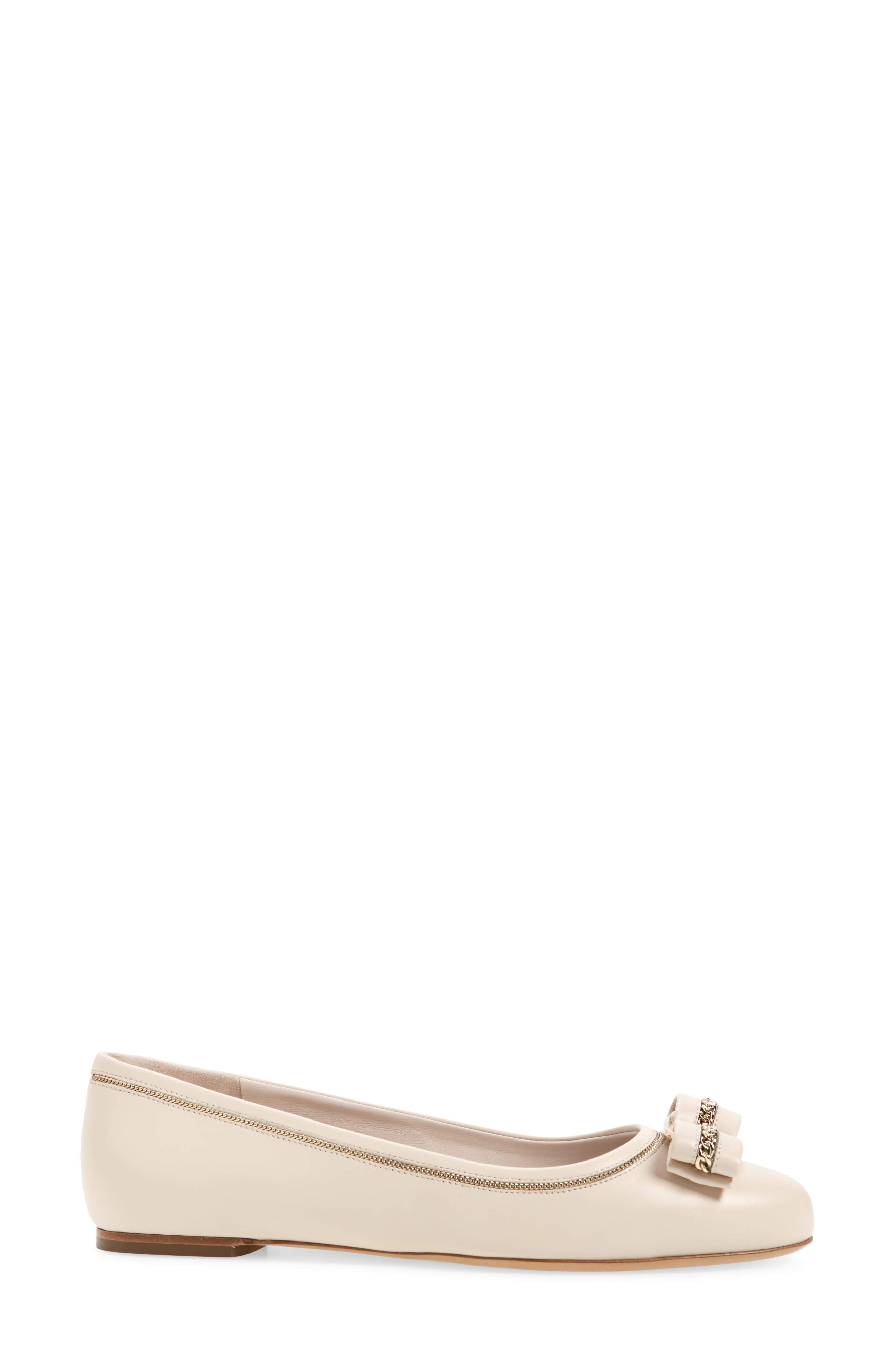 FERRAGAMO Salvatore Ferragamo Varina Lux Chain Bow Flat, Alternate, color, 