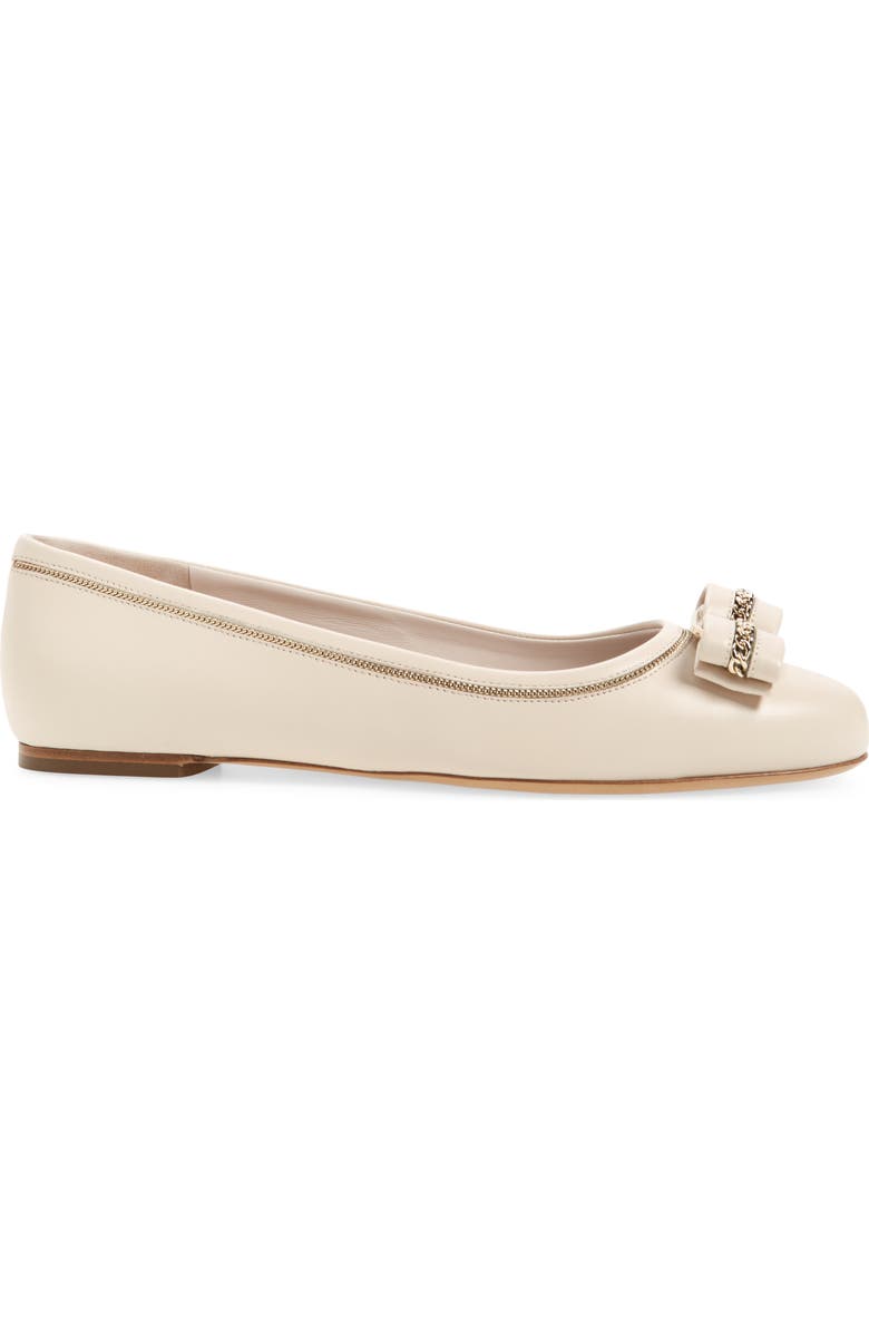 FERRAGAMO Salvatore Ferragamo Varina Lux Chain Bow Flat, Alternate, color,