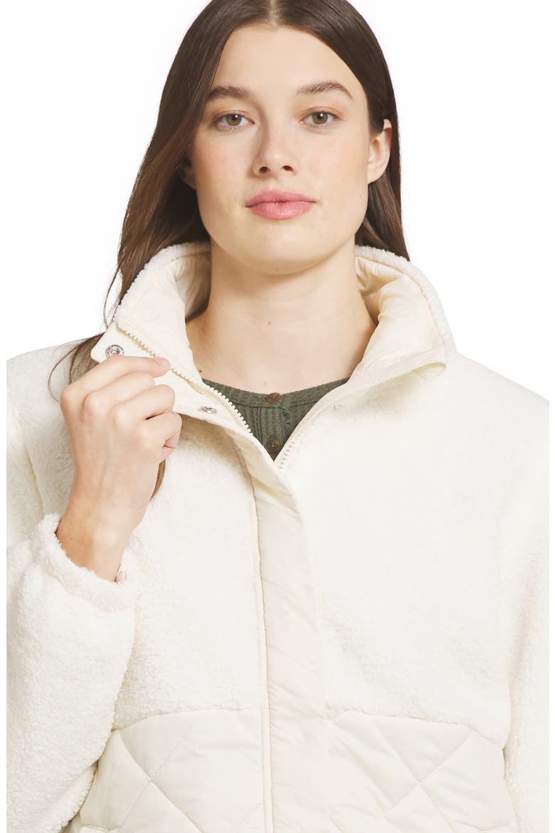 Mixed Media Fleece Jacket, Alternate, color, CREAM