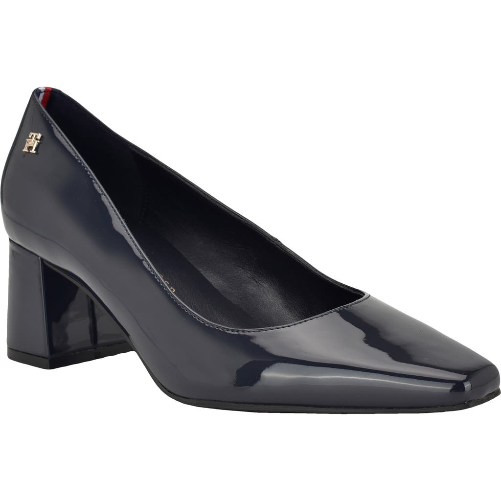 Tommy Hilfiger Opheili Block Heel Pump In Blue