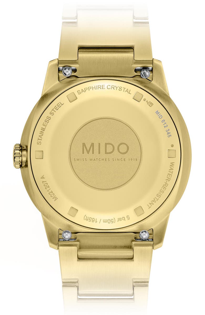 MIDO Commander Lady Automatic Bracelet Watch, 35mm, Alternate, color, Champagne / Golden
