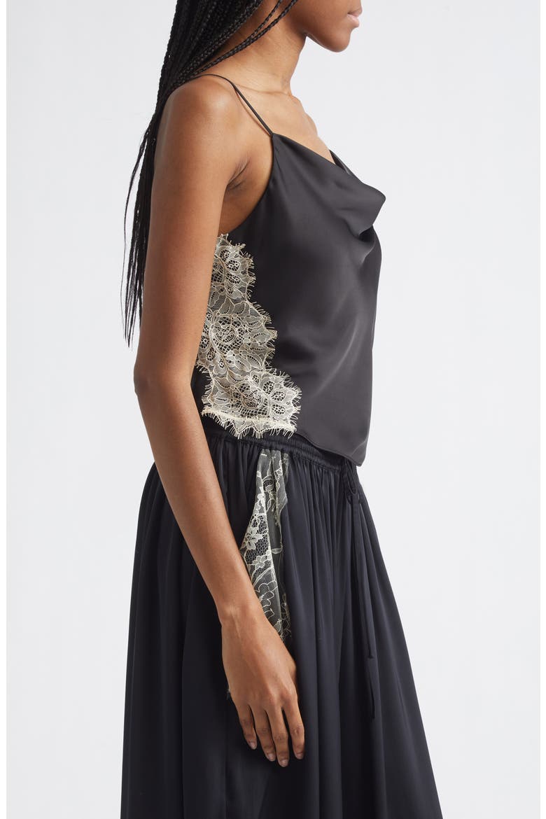 Esme Lace Satin Camisole, Alternate, color, BLACK/ GARDENIA
