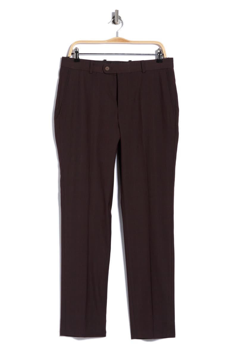 Trim Fit Trousers, Alternate, color, RED BURGUNDY PLAID