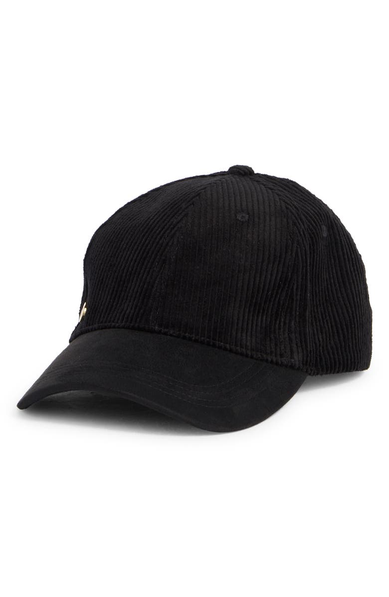 BCBG Faux Suede & Corduroy Baseball Cap, Main, color, 