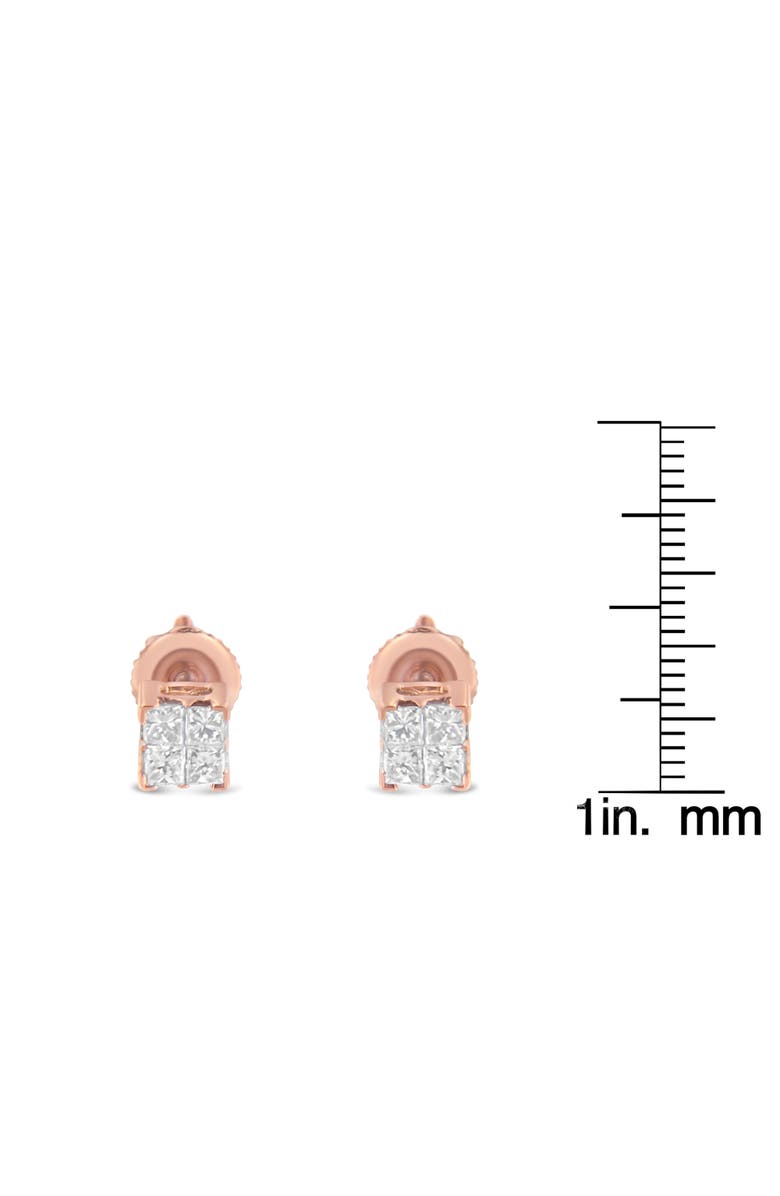 Haus of Brilliance 10KT Gold Princess Diamond Stud Earring, Alternate, color, Rose