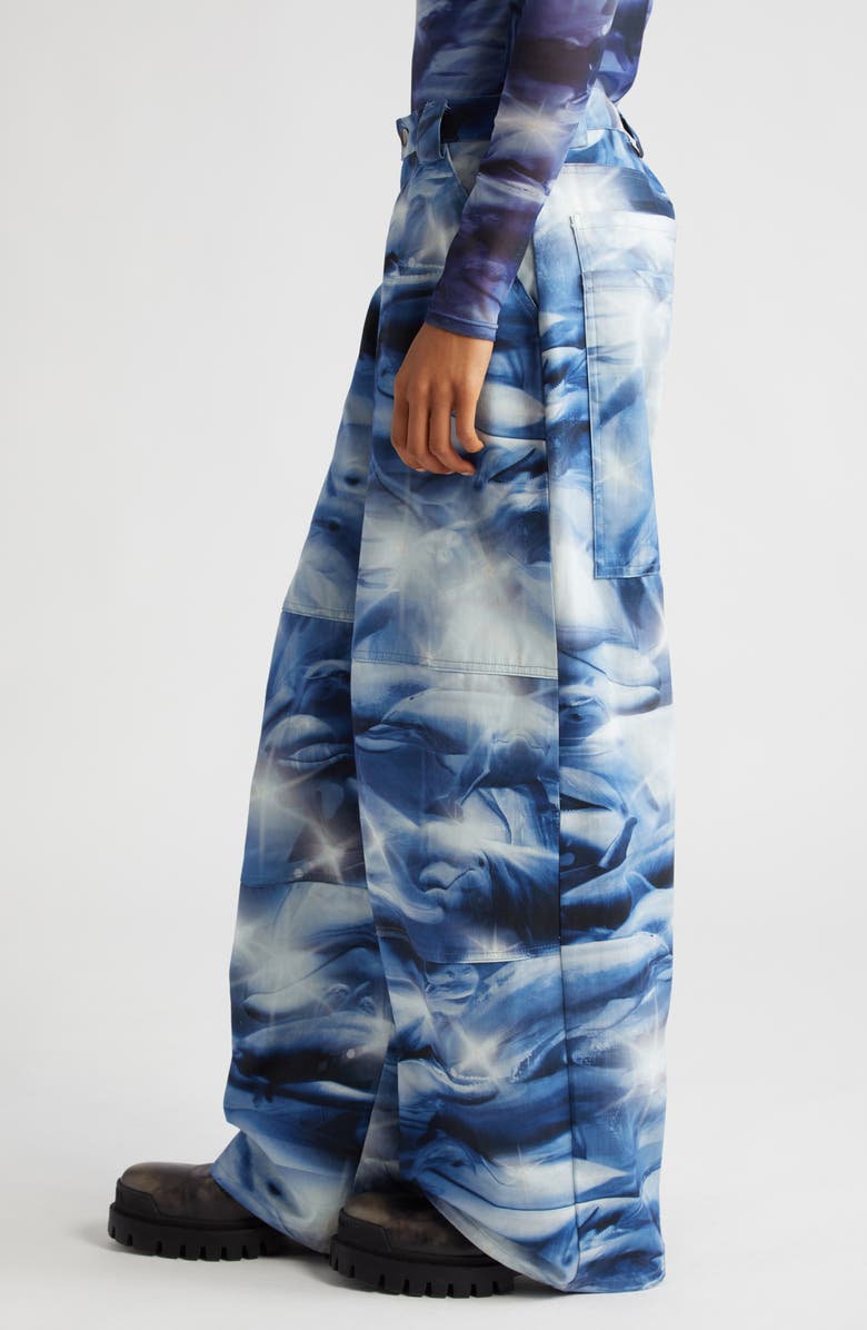 Collina Strada Stomp Dolphin Print Wide Leg Cotton Pants, Alternate, color,