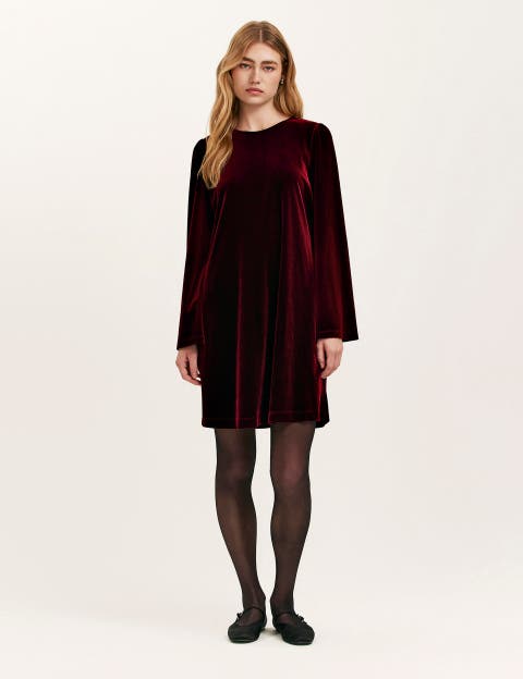 Hattie Velvet Round Neck Short Dress