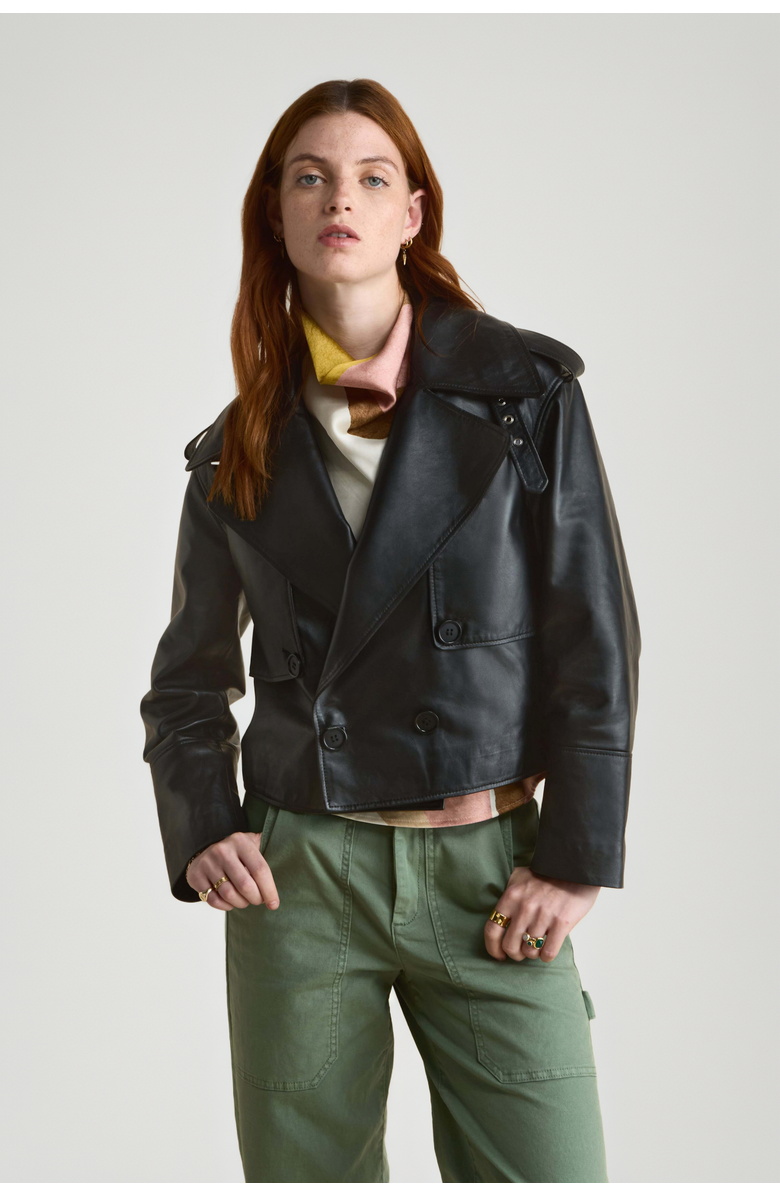 Furniq UK Lola Leather Jacket, Main, color, Black