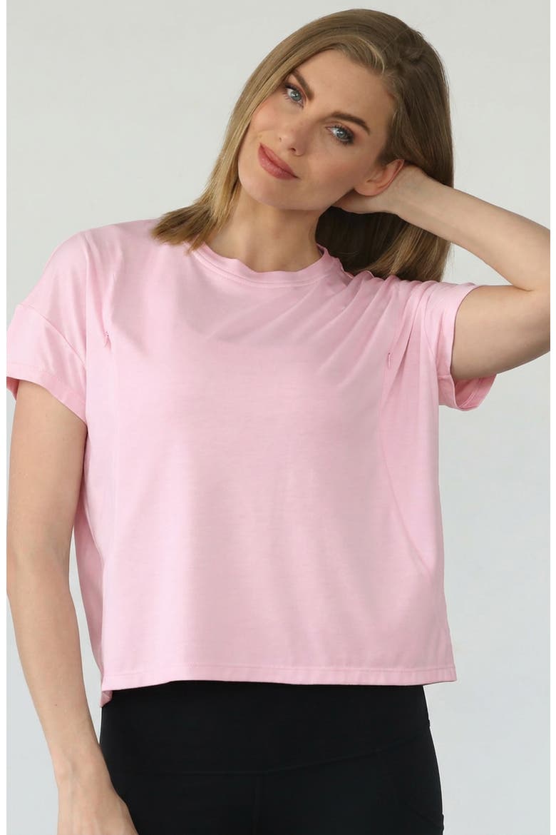 Abigail Organic Cotton Short Sleeve Nursing T-Shirt, Main, color, Powder Rose