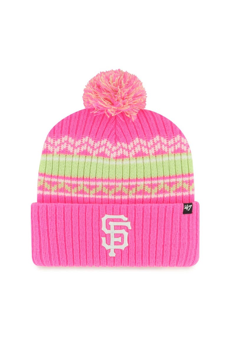 Youth '47 Pink San Francisco Giants Polar Vortex Cuffed Knit Hat with Pom, Main, color, Pink