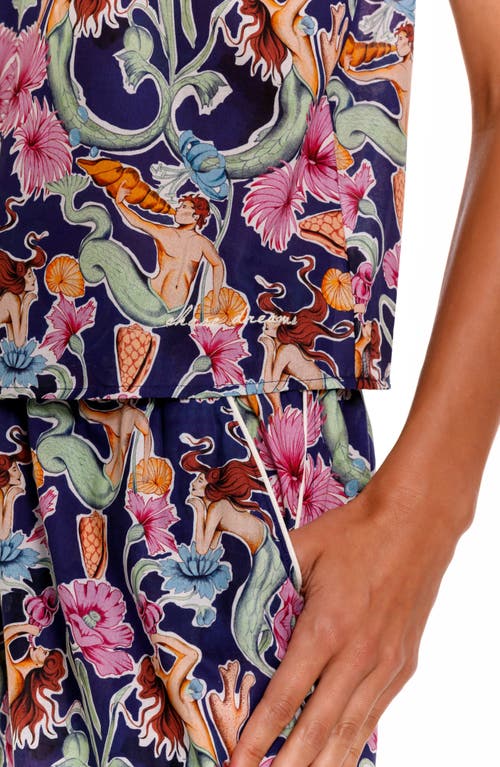 The Lazy Poet Amelie Mixed Print Cotton Pajamas In Blue