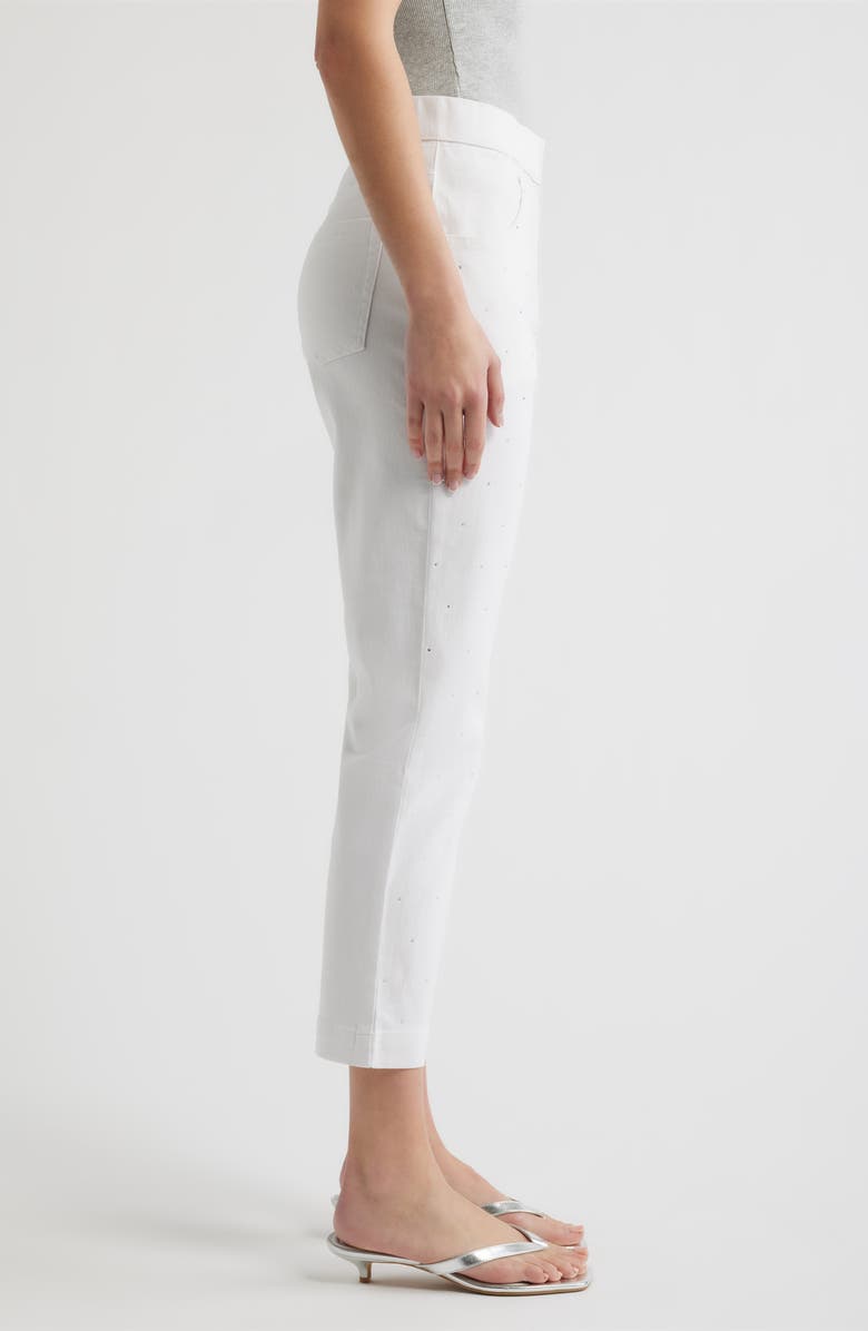 Hue Rhinestone Straight Leg Crop Denim Leggings, Alternate, color, White