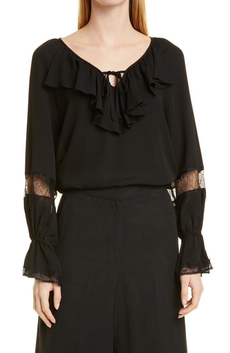 KOBI HALPERIN Nicolette Ruffle Silk Blouse, Main, color,