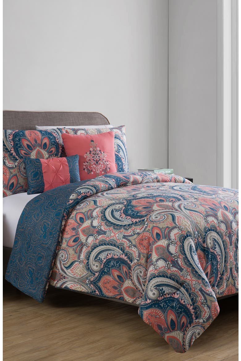 Casa Real Comforter 5-Piece Set, Alternate, color, CORAL