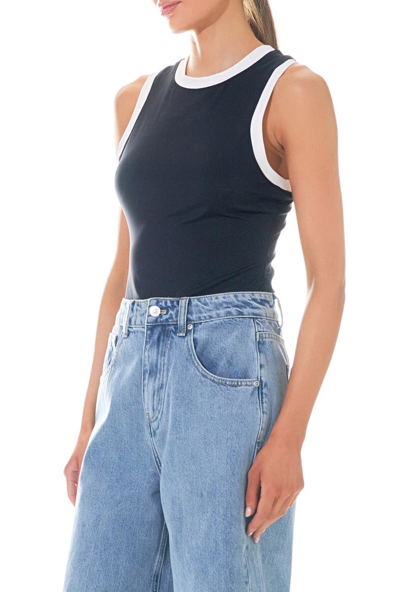 Colorblock Bodysuit, Alternate, color, BLACK/ OFF WHITE