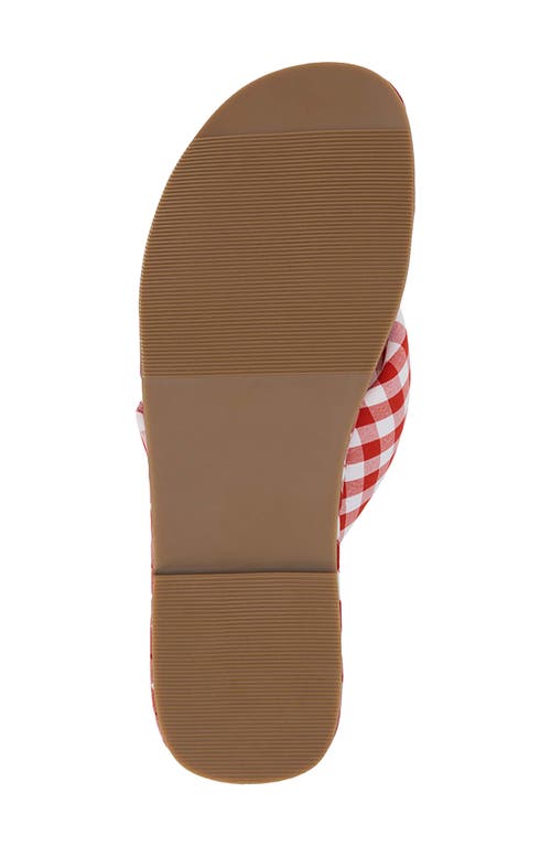 Beach By Matisse Gidget Red Gingham Flat Thong Sandals In Red Gingham