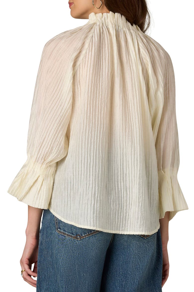 Pleated Tie Neck Top, Alternate, color, IVORY