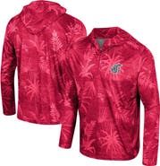 COLOSSEUM Men's Colosseum Crimson Washington State Cougars Palms Printed Lightweight Quarter-Zip Hooded Top