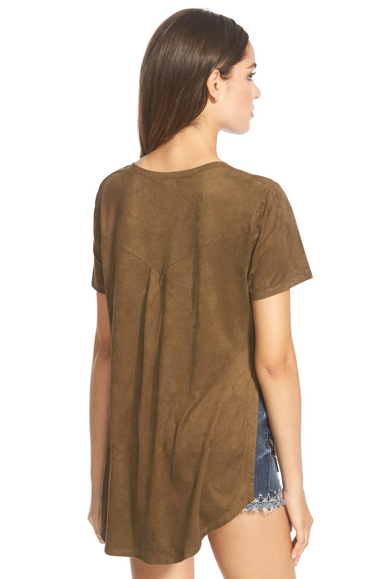 Faux Suede Oversize Tee, Alternate, color, OLIVE