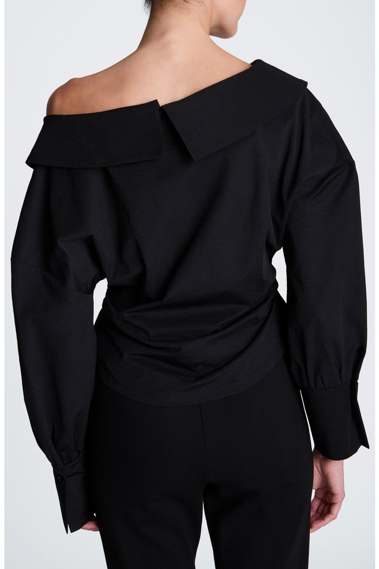 Asymmetric Button Down Shirt, Alternate, color, BLACK