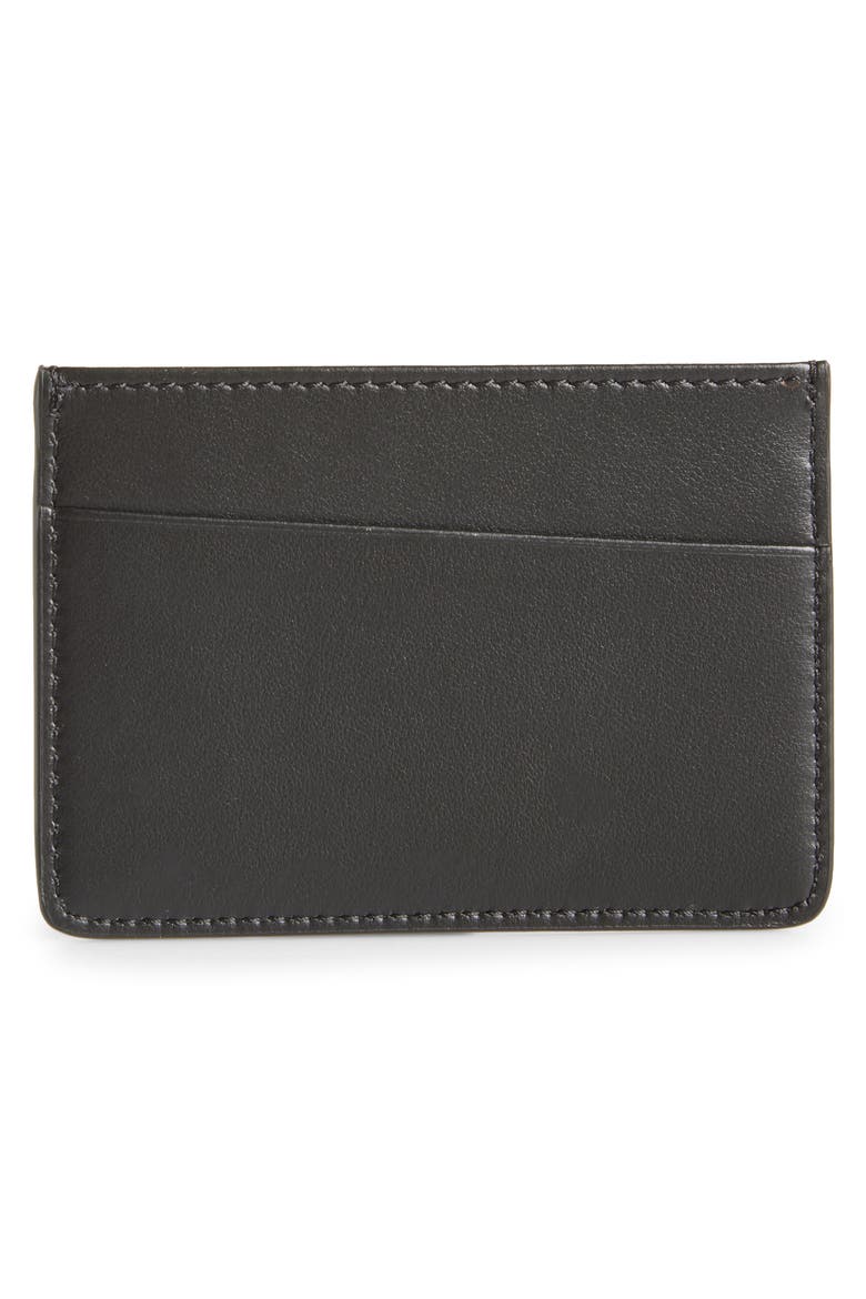 Slim Leather Card Case, Alternate, color, BLACK/ SILVER