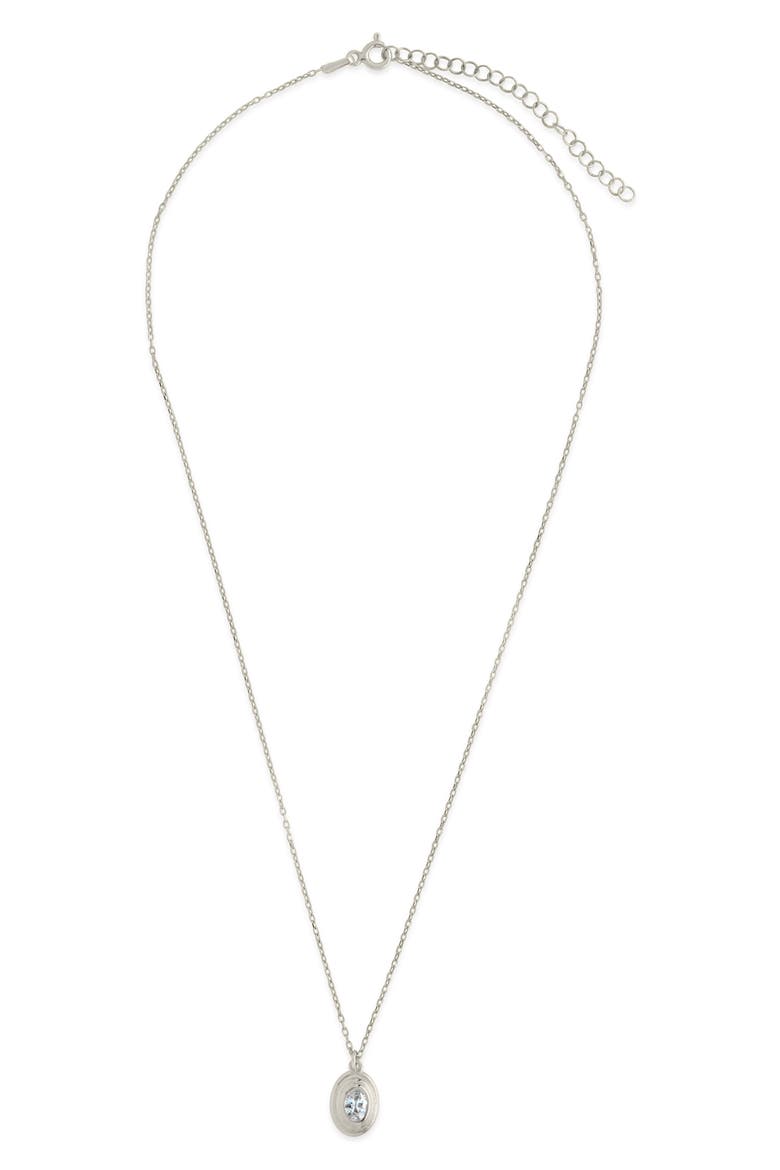 Betsy Oval Cubic Zirconia Pendant Necklace, Main, color, SILVER