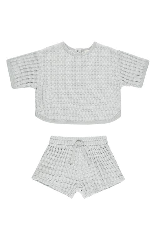 Quincy Mae Jayden Cotton Blend Top & Shorts Set In Blue