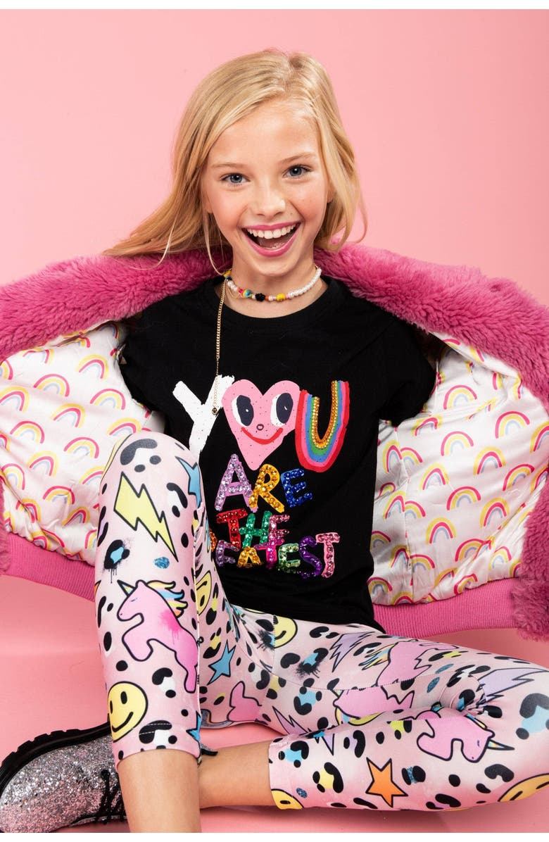 Lola + The Boys Varsity Patch Faux Fur Bomber, Alternate, color, 