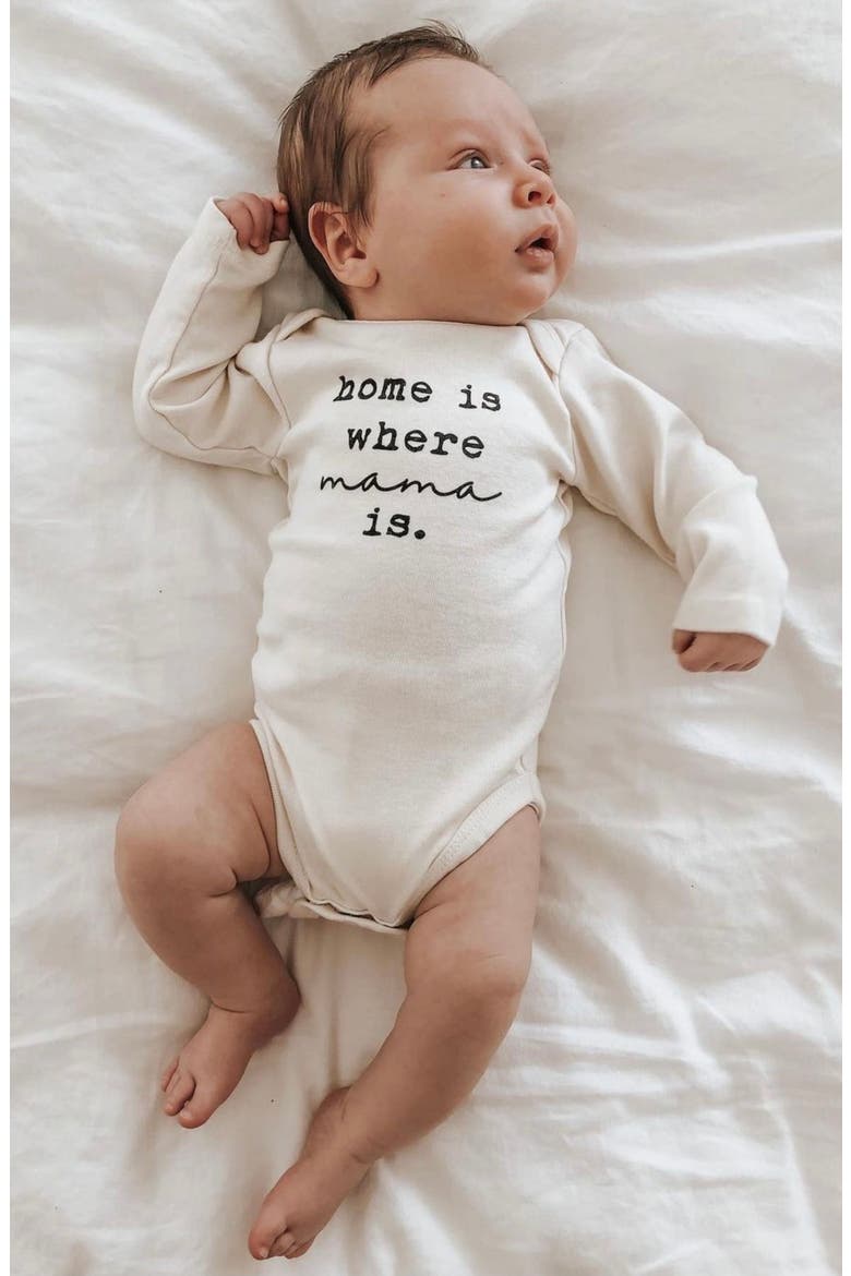 Home Is Where Mama Is Organic Cotton Bodysuit, Alternate, color, NATURAL