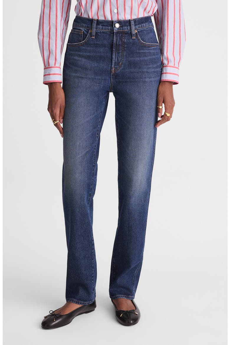 The Longline Straight Leg Jeans, Main, color, MIDNIGHT WATERS WASH